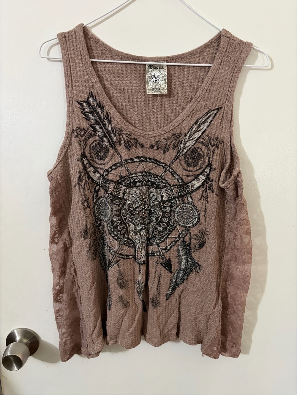 Women’s Vocal Lite Blush Brown Sleeveless Graphic Tank Top Tote12